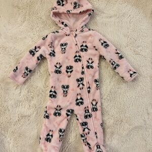 Pink Hooded Footie with Animal Print